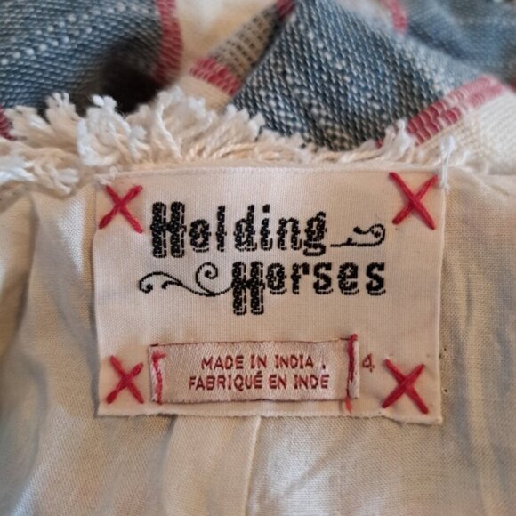 Holding Horses Anthropologie striped lined shift dress womens size 4 mini fringe - Picture 6 of 7